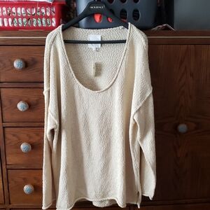 Aerie Cream Scoop Neck Sweater